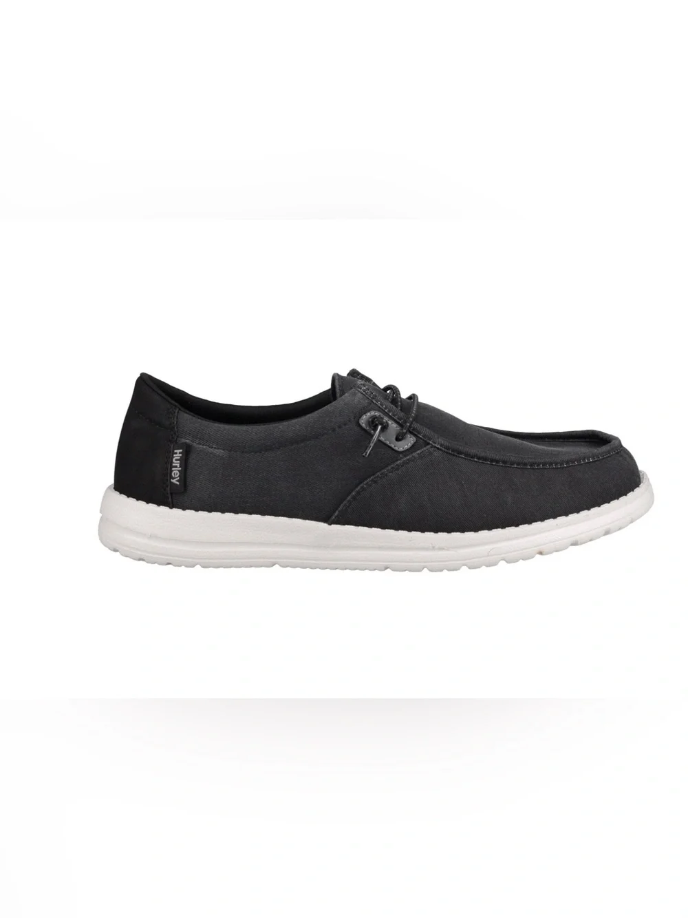 Hurley Men's Black Canvas Slip-On Loafer with White Sole